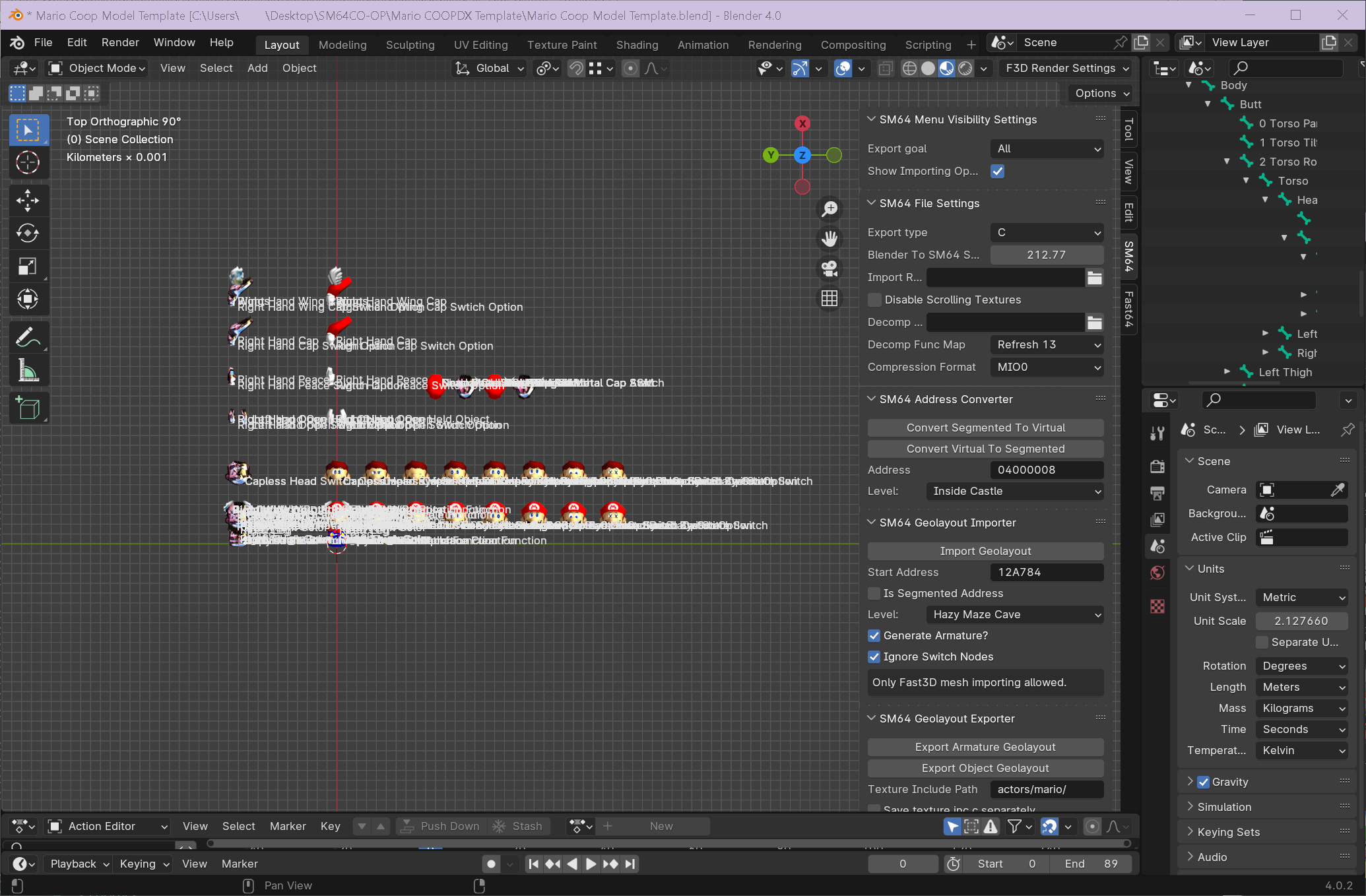 Screenshot of cleaner template file